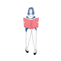 Free book club clipart of a standing woman reading